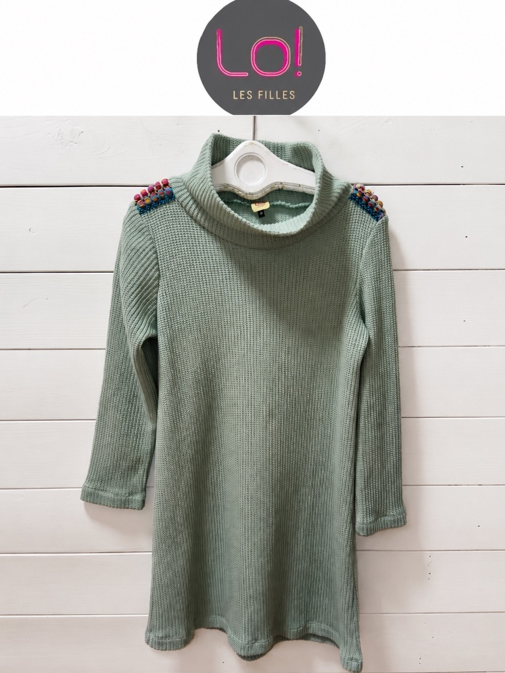 LO! LES FILLES Light Sage Knit Dress Size 46